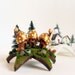 Trio of Woodland Mushroom Fairy Houses Upon a Star - Tiny Gold Capped Houses and Pine Trees by Bewilder and Pine