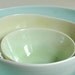 Nesting Bowls Modern Porcelain Pottery Bowl Set in White, Green, Yellow and Aqua