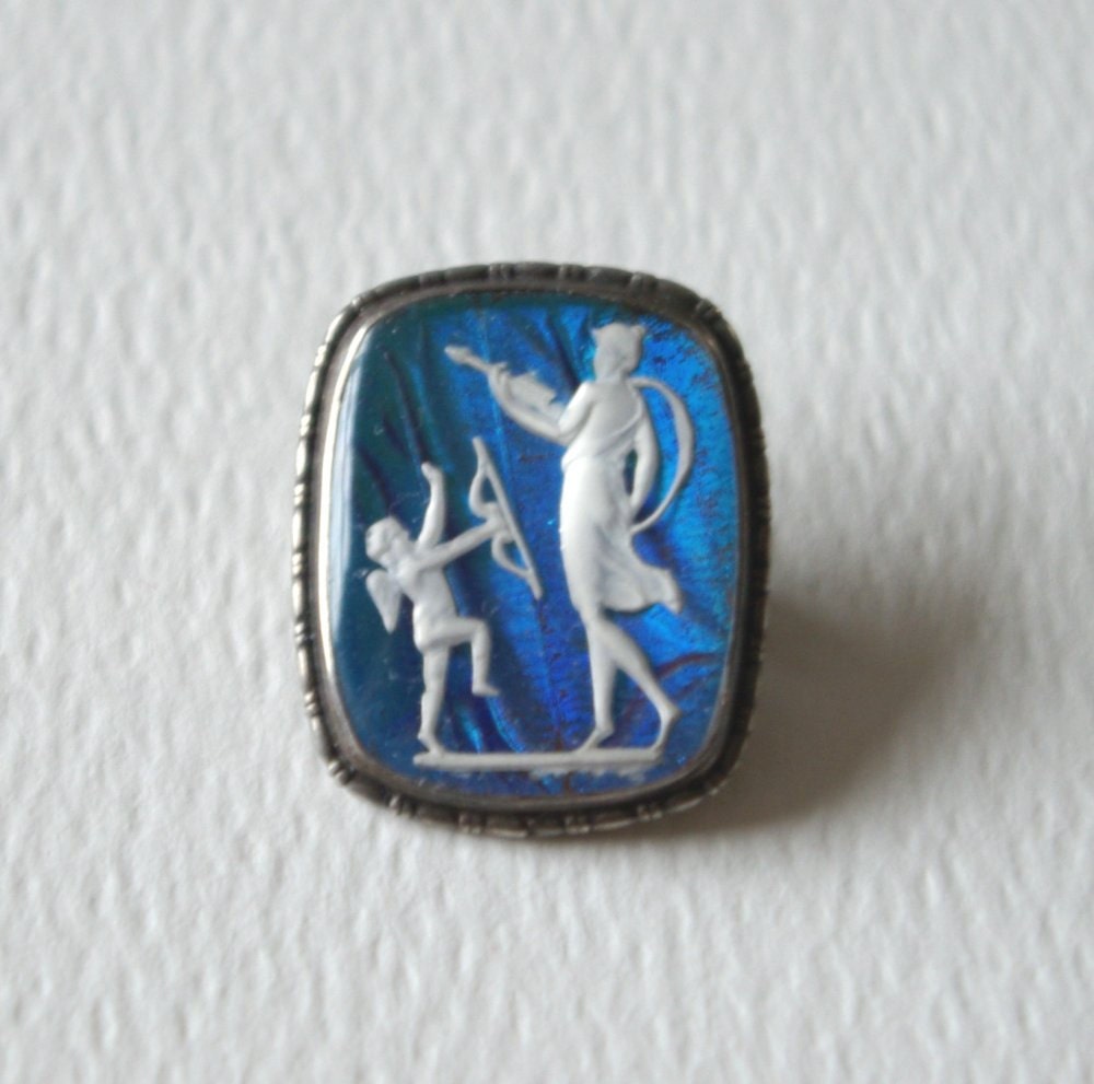 Beautiful Edwardian silver butterfly wing sulphide brooch