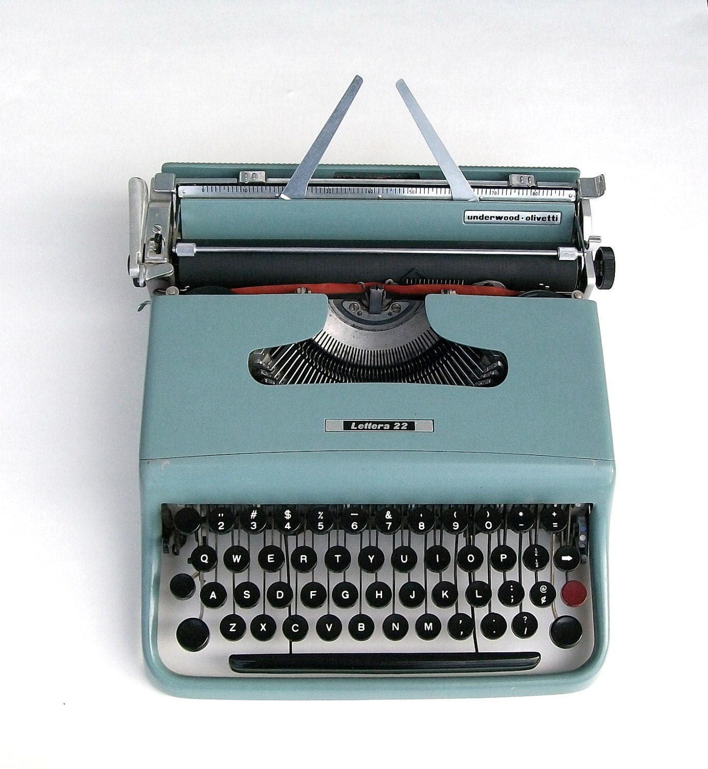 Vintage Typewriter Blue Manual Olivetti Underwood