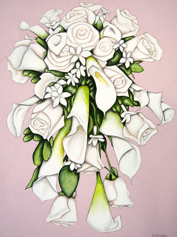 Custom Bridal Bouquet Painting - From Your Photo - 14x18