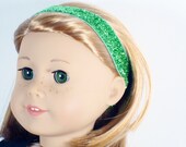 Kelly Green Glitter Headband for 18" dolls such as American Girl