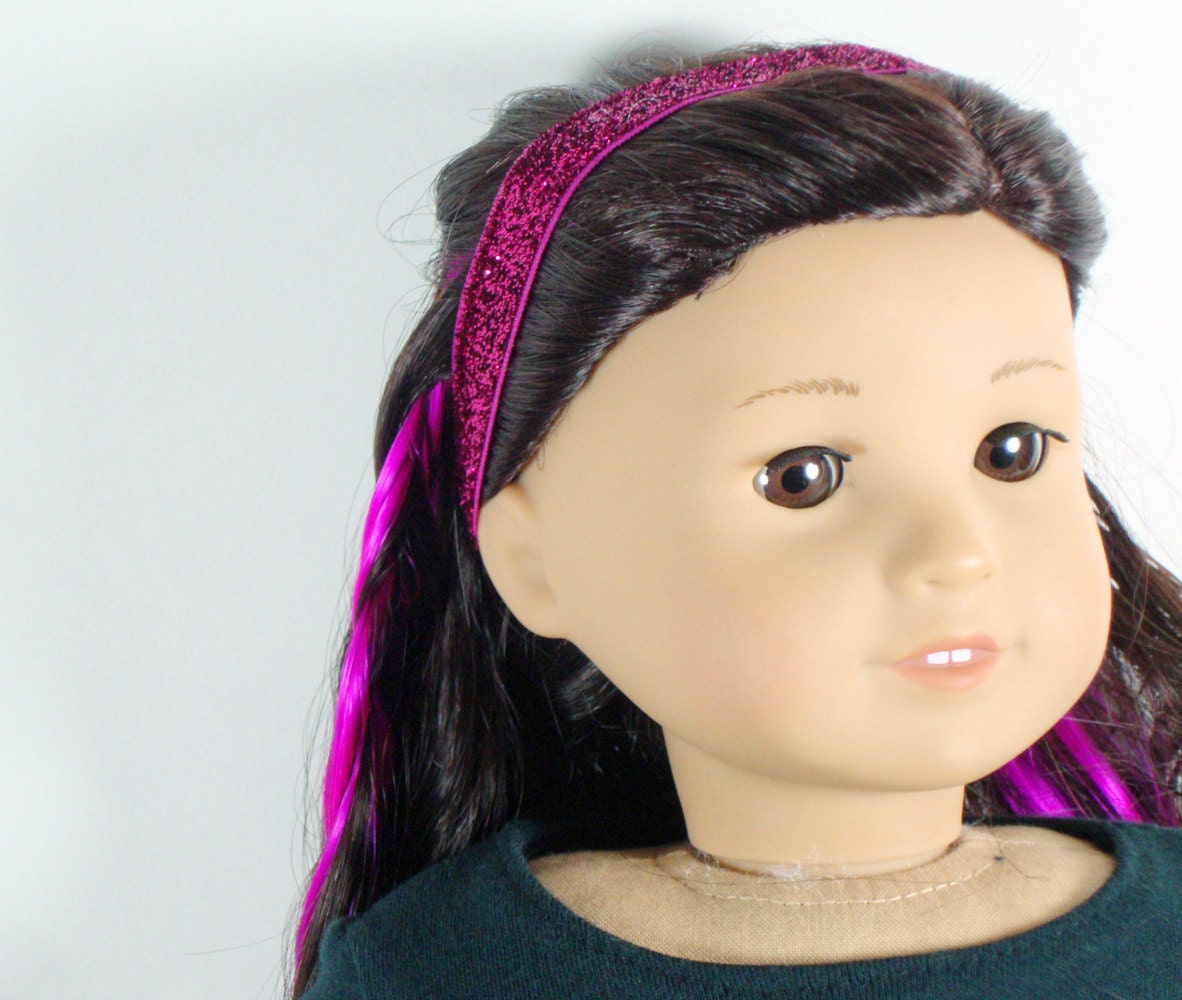 Raspberry Glitter Headband for 18" dolls such as American Girl