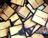 35 Eco Friendly Envelope Seals: Vintage Paris Eiffel Tower Stickers, vintage Paris stickers, Paris envelope seals, 2" squares