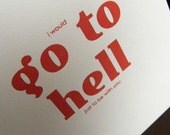 Go to hell - secret message note card