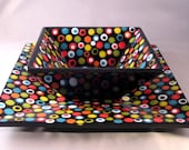 Black Lots of Dots Plate/Bowl SET