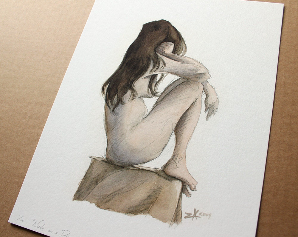 Nude on a Draped Pedestal - 8.5x11 PRINT