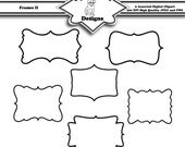 Printable Frame Clip Art for Digital Scrapbooking Embellishments for Cards and Crafts Set of 6 - Frames II - Instant Download