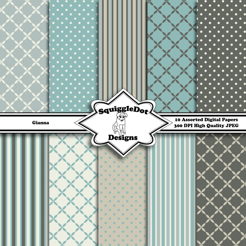 Digital Printable Paper for Cards, Crafts, Art and Scrapbooking Set of 10 - Gianna - Instant Download