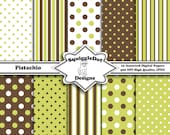 Digital Printable Paper for Cards, Crafts, Art and Scrapbooking Set of 10 - Pistachio - Instant Download