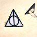 Deathly Hallows triangle circle symbol stud post earrings black and white