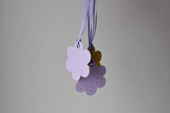 Mod flower gift tags in lilac and yellow - Set of 3