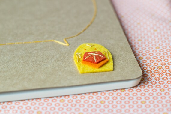 X Large notebook - Little Birdy hand embroidered moleskine (plain) and mini bookmark