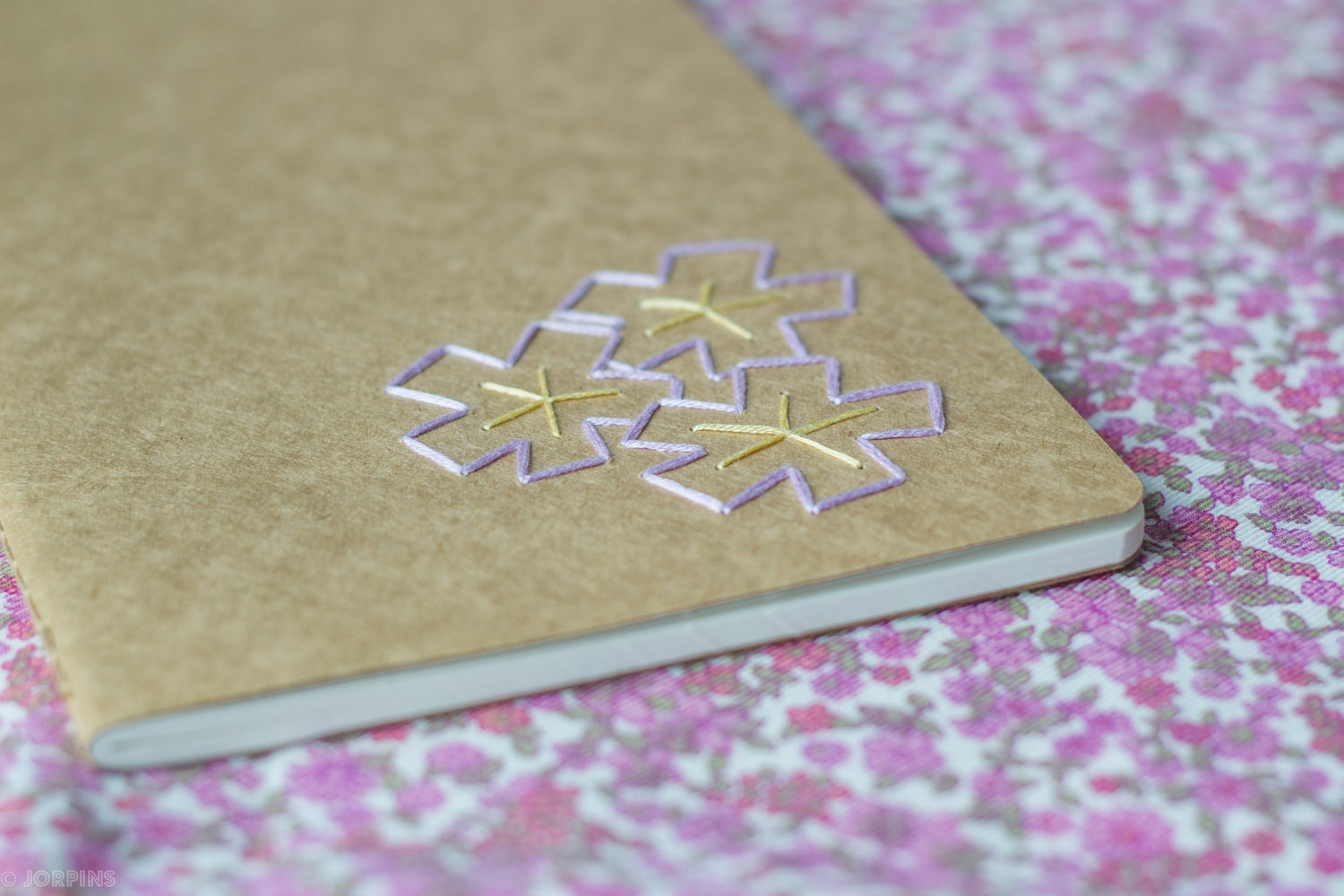 Cherry blossom notebook - Sakura hand embroidered moleskine (lined) and mini bookmark