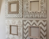 Set of 4-8x8 Distressed Wood Picture Frames in Vintage Neutrals