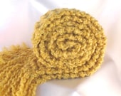 Yellow Scarf Chunky Knit Hand Knitted Long Soft Warm Spring Accessory Men Women Teen Girl Honey Gold Mustard Butterscotch Amber Scarf