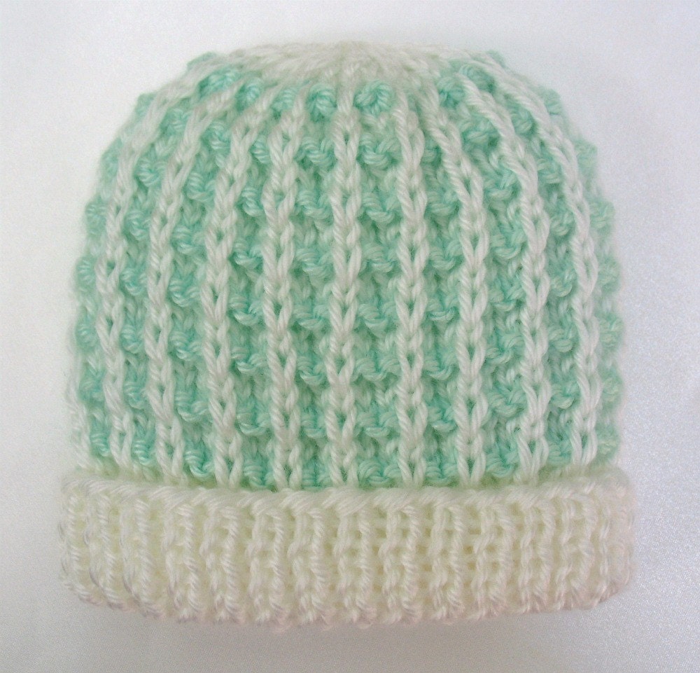 Newborn Hospital Hat Hand Knit Baby Hat Baby Beanie Cap Knitted Infant Boy Girl Soft Mint Green