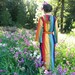 60s CAFTAN Of MANY COLORS Hooded Rainbow Amazingness