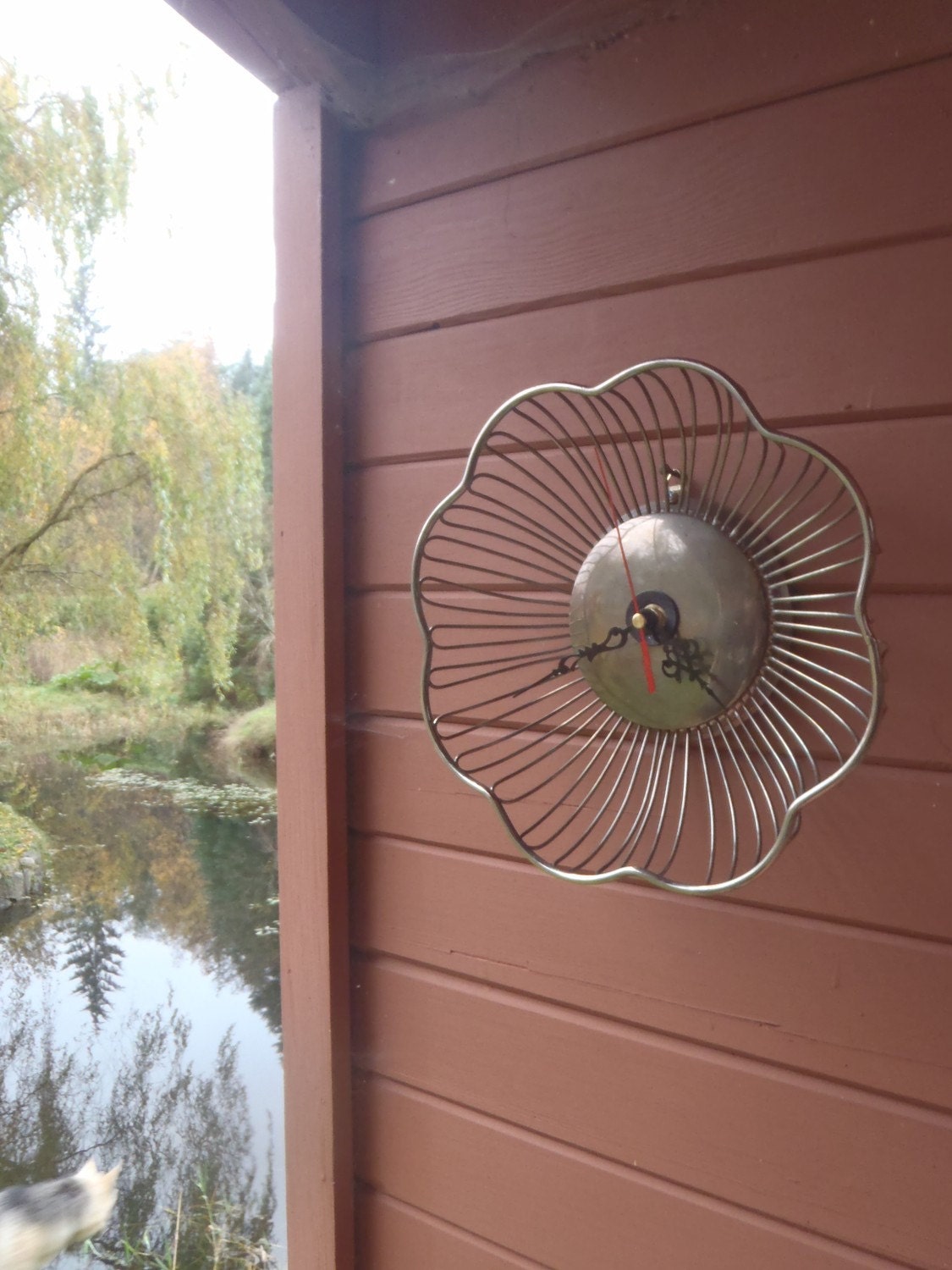 Silver Wall Flower Tick-Tick Clock - Upcycled Fruit Basket - Rustic Cottage