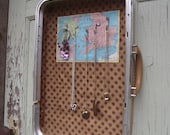 Travels of The Past Jewelry Display Case - Vintage Briefcase - Burgundy and Creams