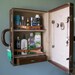 O N S A L E Rustic Vintage Suitcase Vanity - Brown Leather with Checkered Interior - Eco Chic