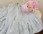Shabby Chic Ruffled Linen Throw in French Blue