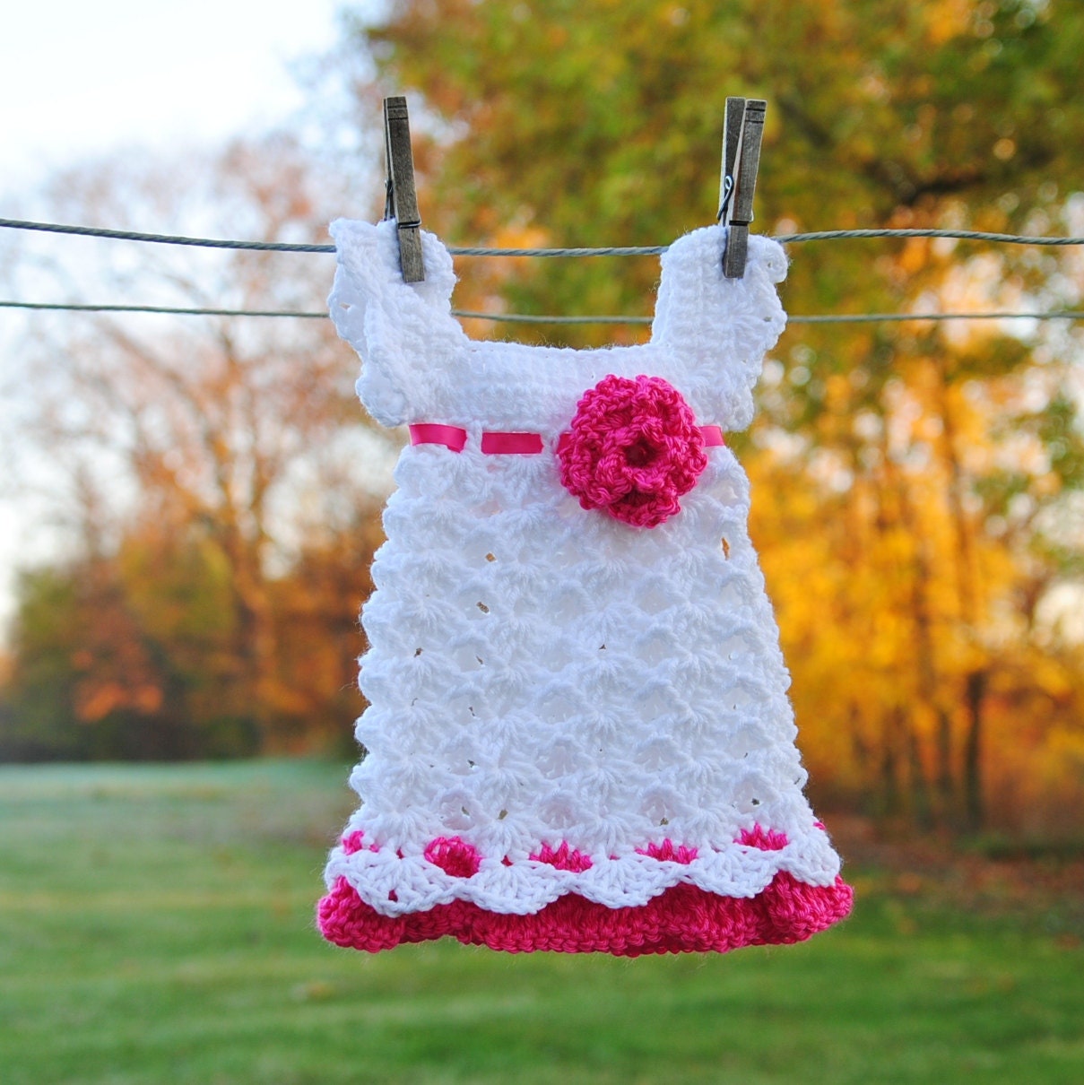 Baby Girl Newborn Outfit Dress Headband White Pink Shower gift Photo prop Take home First Outfit Baptism Christening Infant