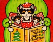 Night Before CHRISTMAS CAT & Kittens Art PRINT - from Original Painting by Jill