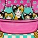 Calico CATS Kittens in Pink BATHTUB Art PRINT from Painting by Jill