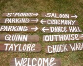 Large NAME YOUR SIGN rustic 8 Barn wood Wedding Signs w/ Stakes  directional country western homemade hand painted bridel baby shower