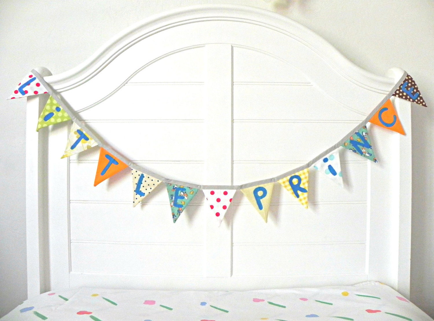 Little Prince Vintage Fabric Bunting Banner, Garland, Pennant Decoration Handmade By A Fête Beckons