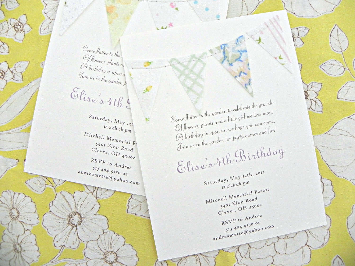 24 Vintage Fabric Flag Embellished Note Card Set Blank Wedding Thank You Invitation Cards