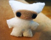 Miniature Ninja Yeti Plush: stuffed plushie hand stitched with white felt
