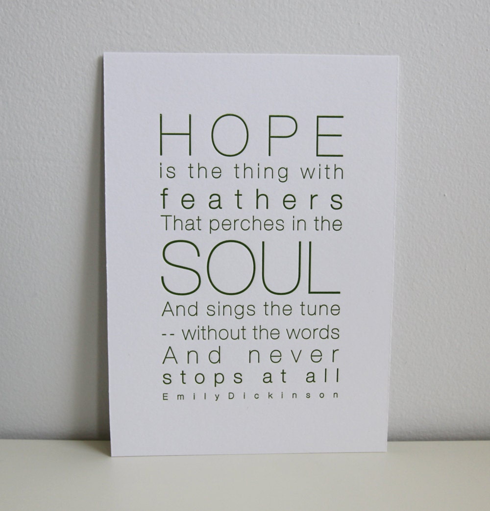 Letterpress Poetry Print - Emily Dickinson - Dark Green