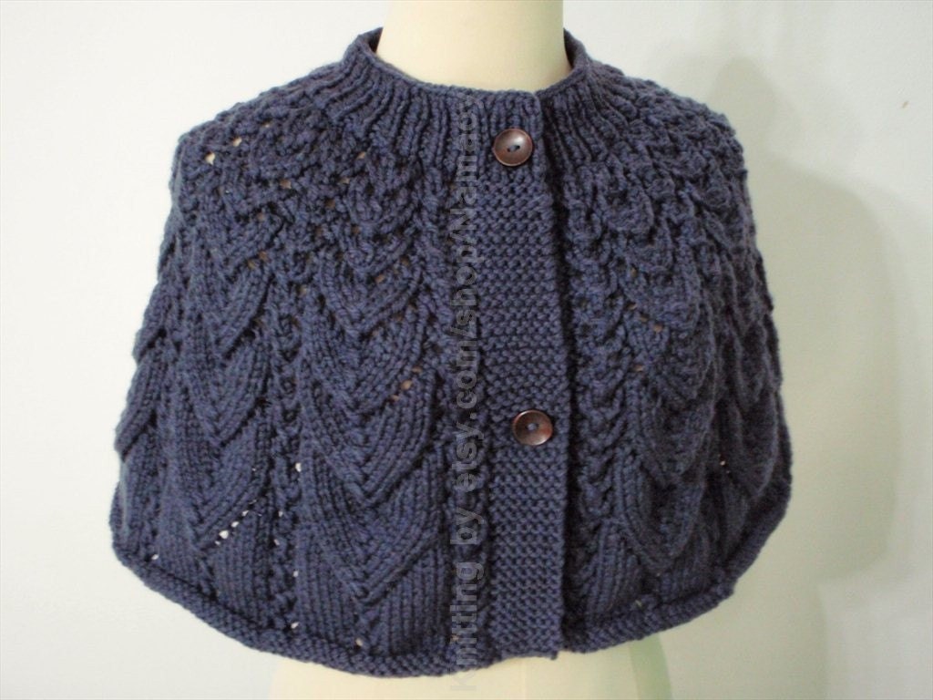 Knitting cape in Ink Blues