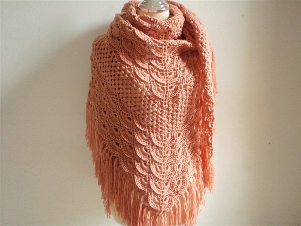 Crochet Shawl in Beauty Orange