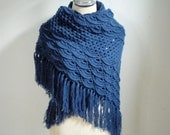 Navy Blue crochet shawl