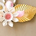 Gold Leaf and Pink Flowers Collage Necklace