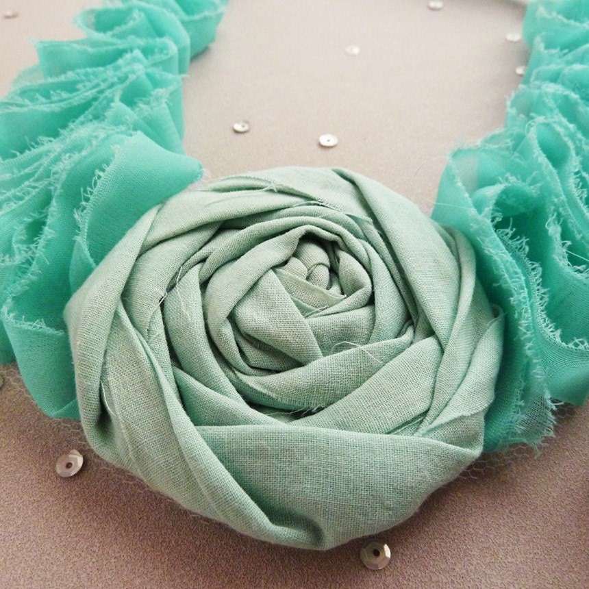Elegance  Aqua  Rolled Flower &  Ruffles Necklace Tutorial - Instructions - Patterns - How to - PDF  - DIY - ebook
