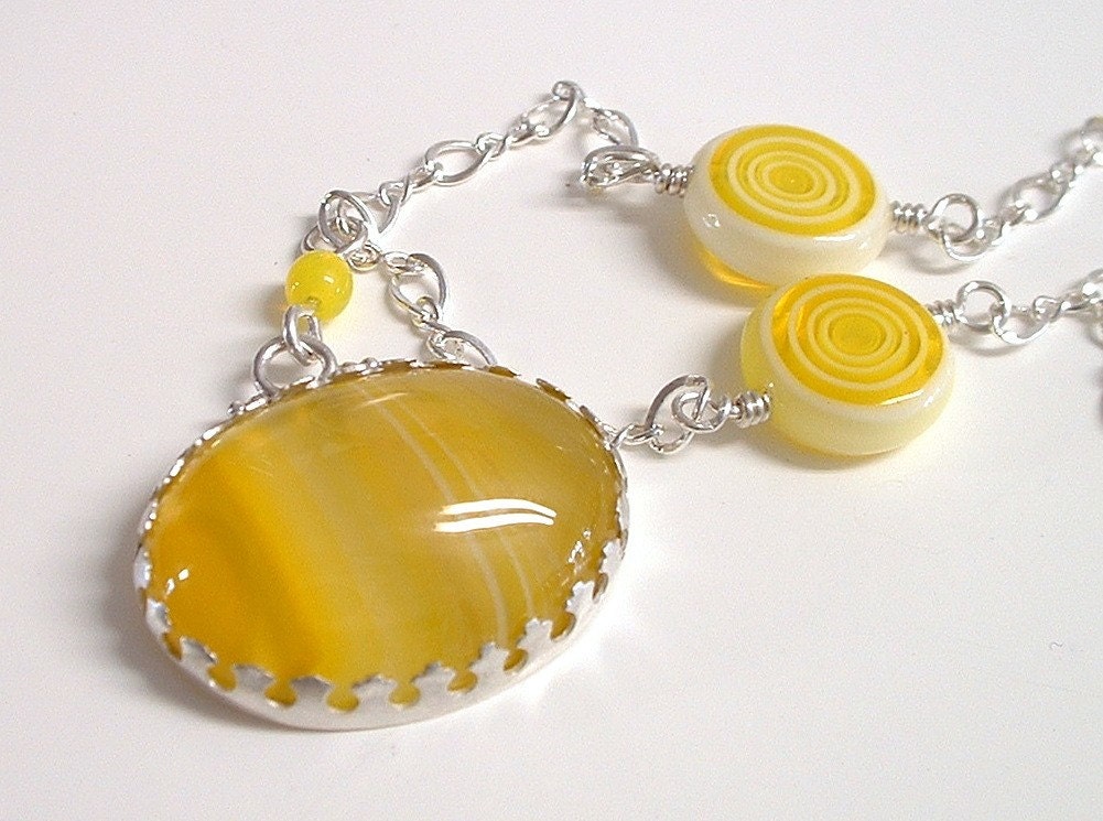 Yellow Agate and Sterling Silver Necklace