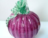 Hand Blown Glass Red Purple Pumpkin