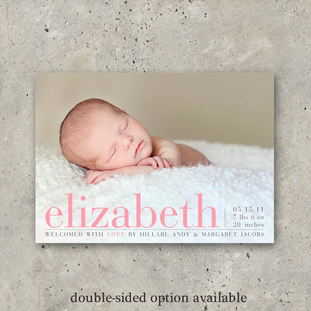 baby girl birth announcement photo card - "Pretty Perfect"