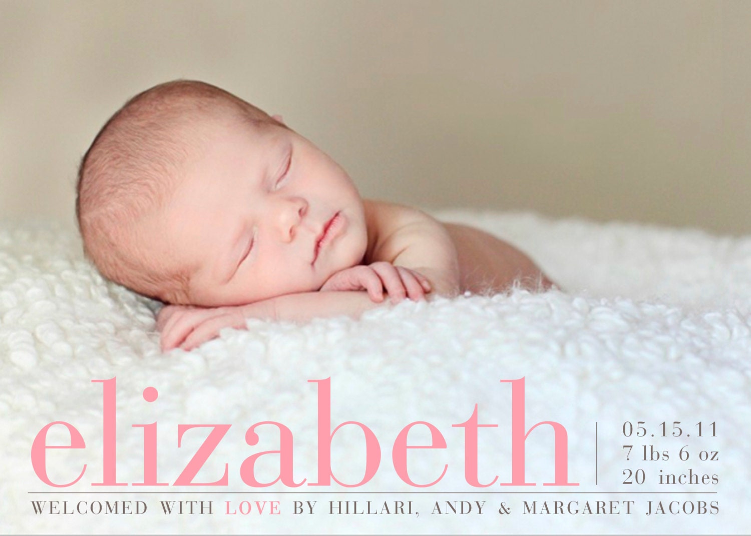 baby girl birth announcement photo card - "Pretty Perfect"