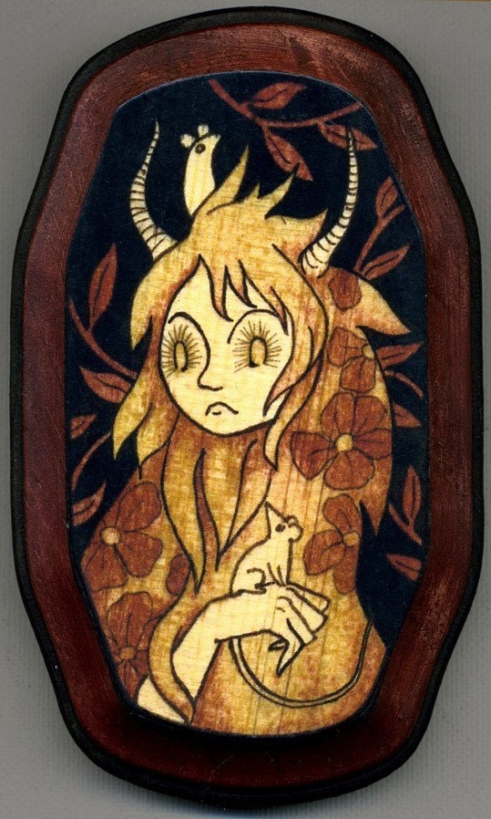 Mounted print wood art- Night Forest