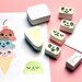 Ice cream changing face hand carved rubber stamp set of 7