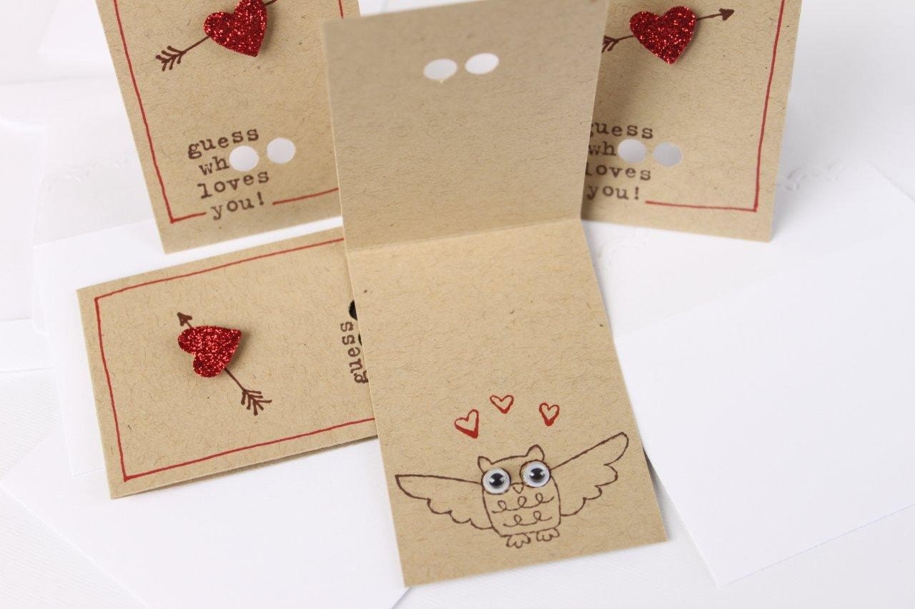Valentine's Day Cards - Little Surprise Owl Love Notes (4) with envelopes, Love Cards, Love Notes, Love Note Cards