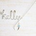Personalized Name and Birthstone Necklace - Sterling Silver, Custom Sterling Silver Wire Name Necklace - Script Word Necklace, Word Necklace