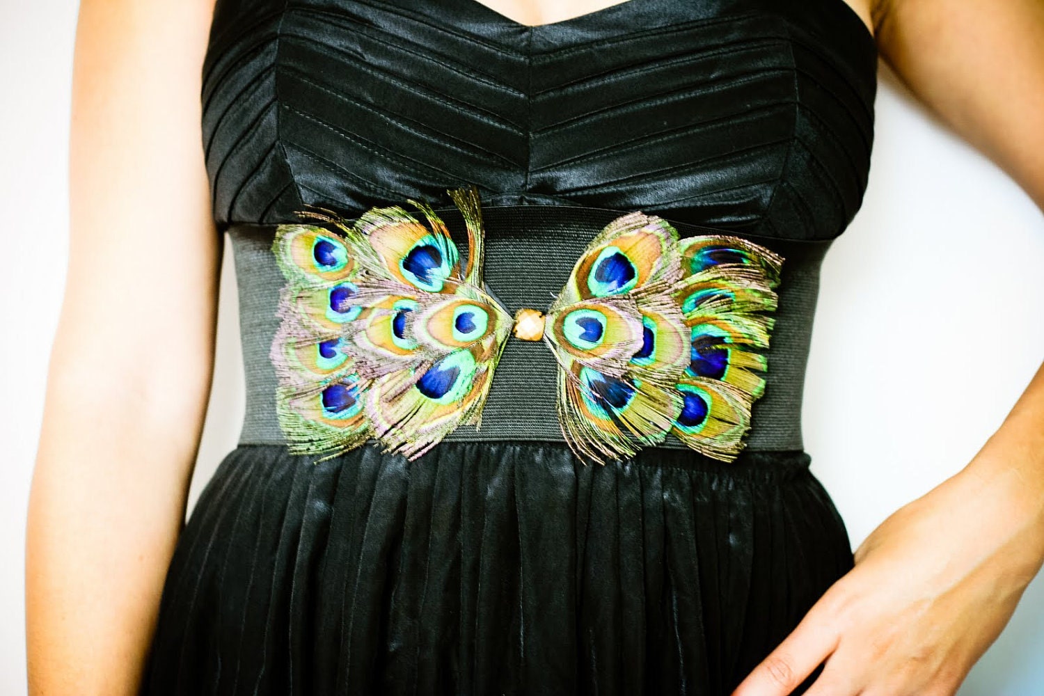 Black Peacock Feather Belt
