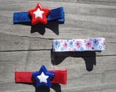 Set of 3--Red, White and Blue--July 4th--Memorial Day Bows