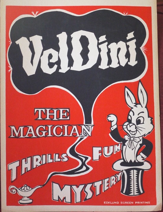 Vintage Veldini Magic Poster - Authentic, not a reproduction